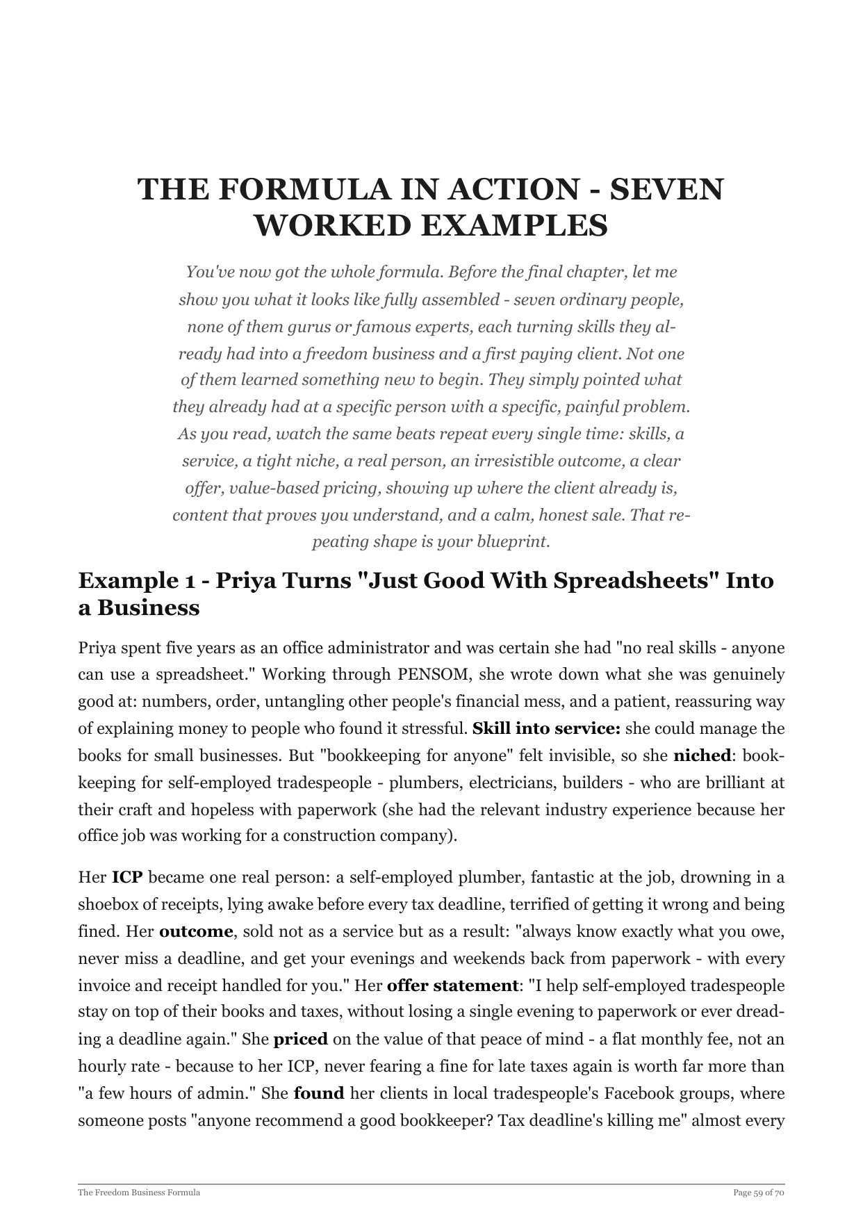 Inside the book: a worked example, start to finish