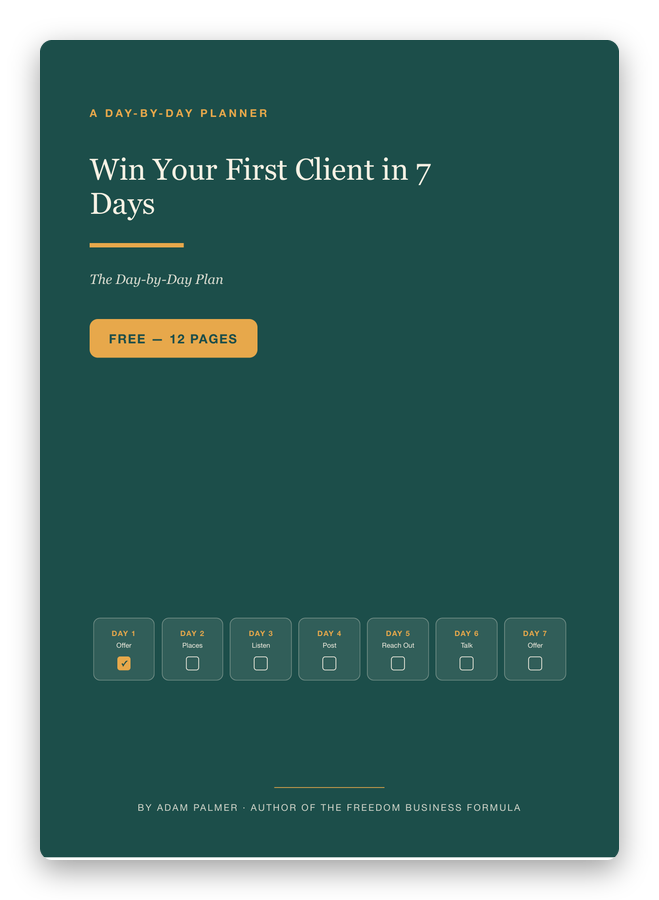 Win Your First Client in 7 Days cover